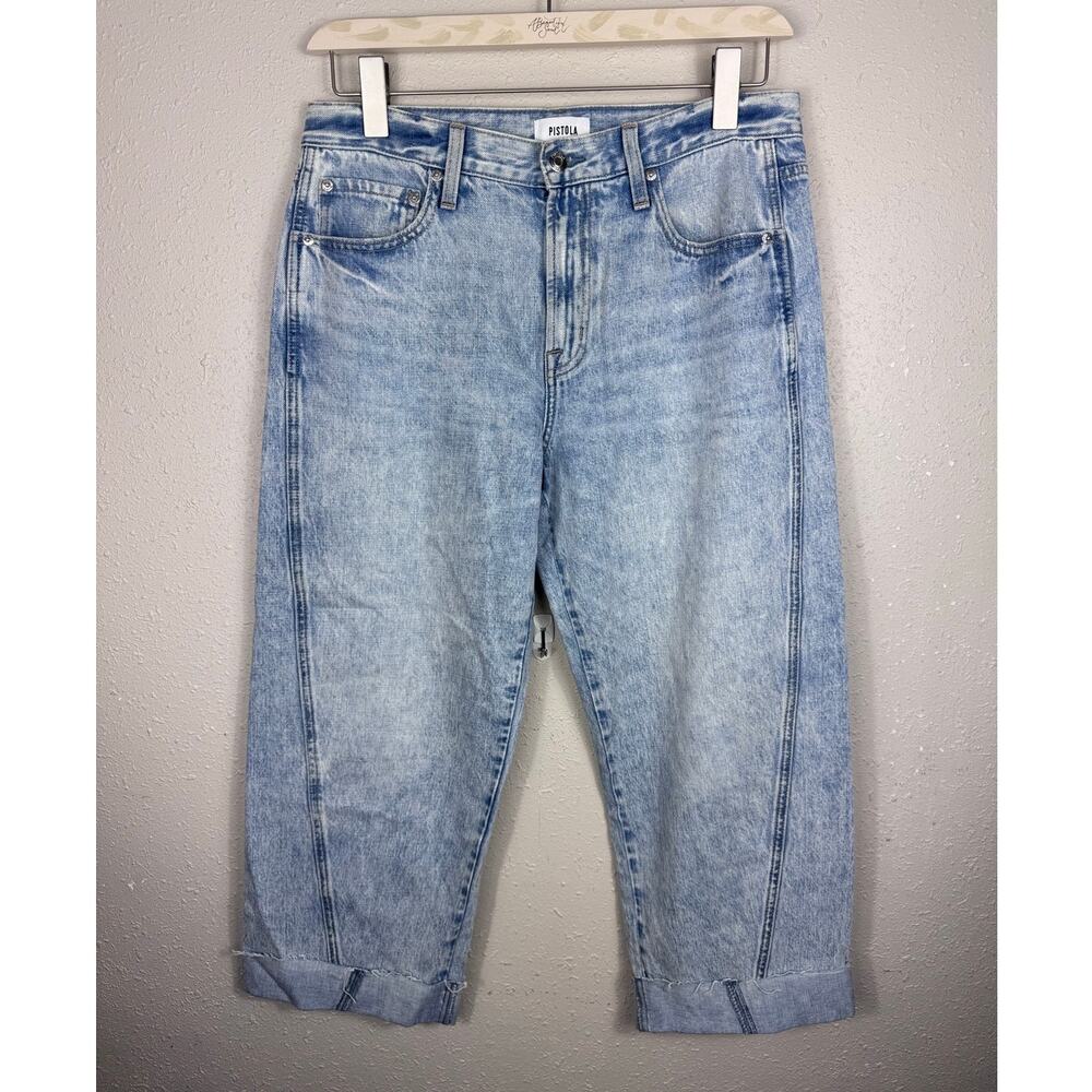 Pistola High Rise Raw Hem Cuffed Barrel Style Jeans Womens 29P